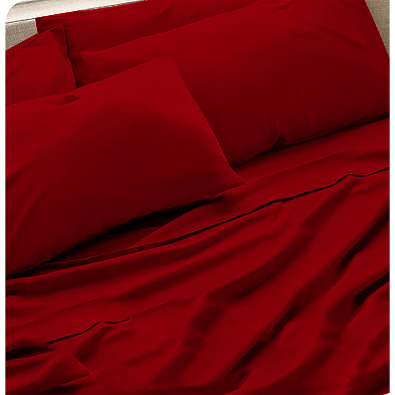 6-Piece Premium Deep Pockets Microfiber Sheet Set, Full, Red