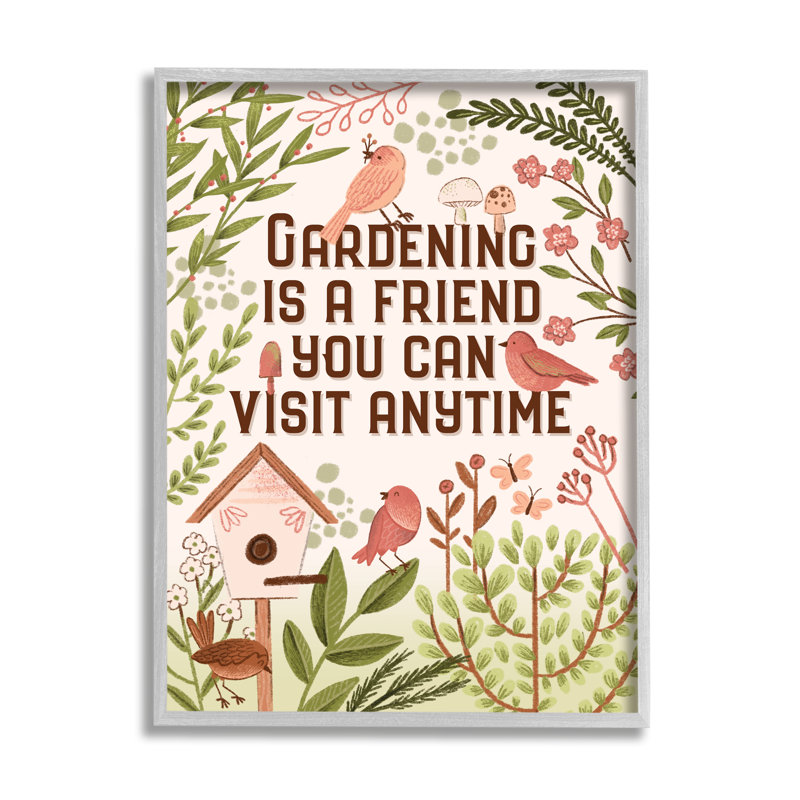 «Gardening Is A Friend», art de la giclée encadrée par Fineapple paire, Estampe numérique Farmhouse, H 14 po x l 11 po