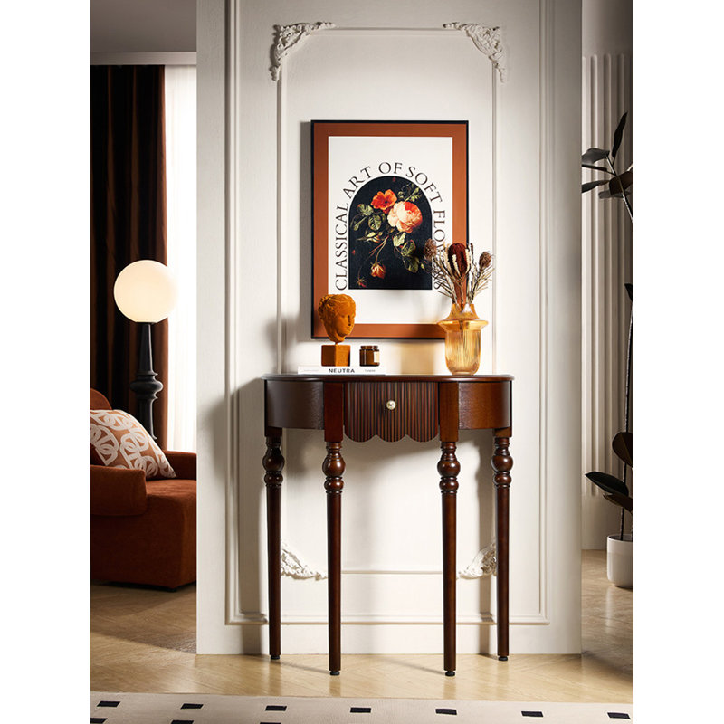 Table de rangement rétro à demi-tour à pieds fuselés rétro pour décor de salon de vestibule, 35.83" H x 35.43" W x 11.02" D