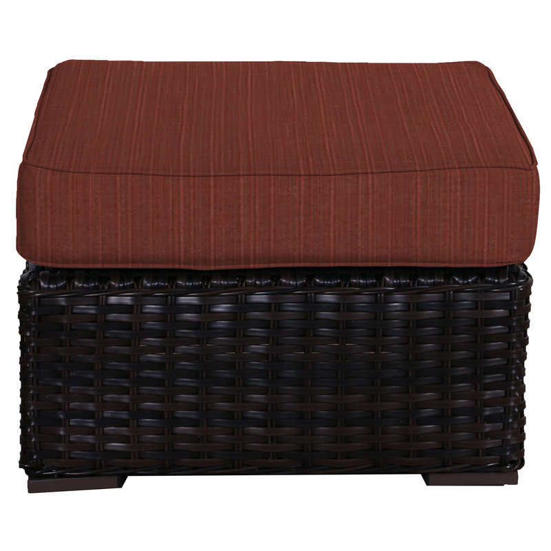 Repose-pieds d'extérieur avec coussin Sireci, Dupioni henné