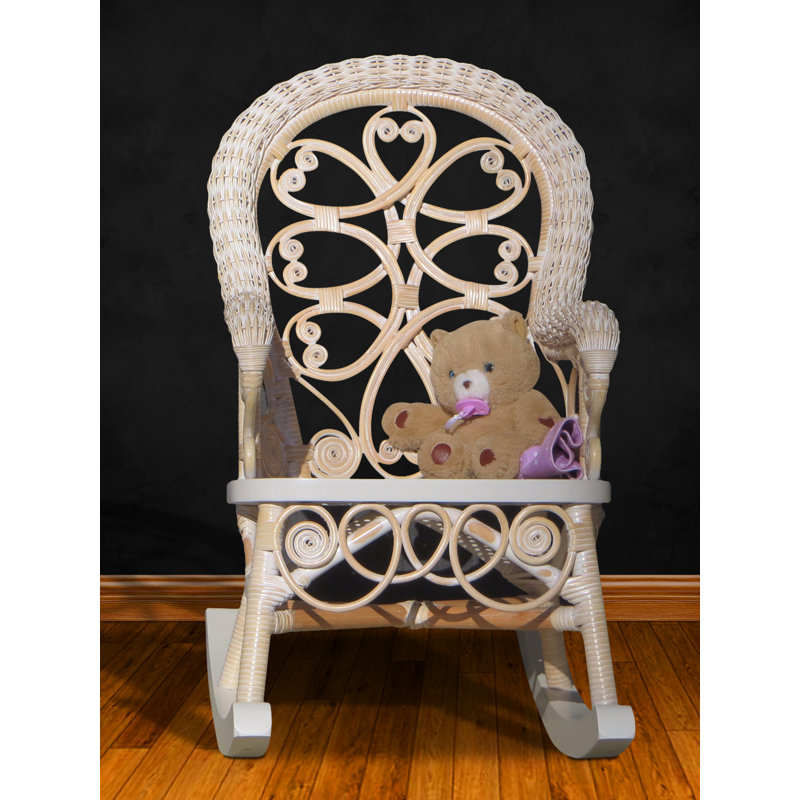 Deas Kid's Wicker Rocking Chair, Whitewash