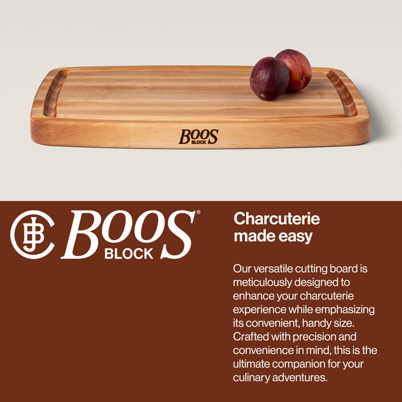 John Boos Chef's 1.5" Edge Grain Reversible Maple Wood Cutting Board with Groove, 14" W x 20" L
