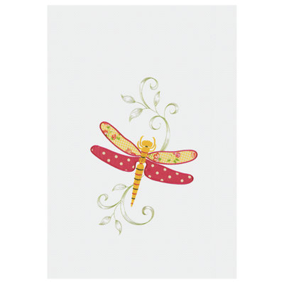 Serviette de cuisine rose en libellule