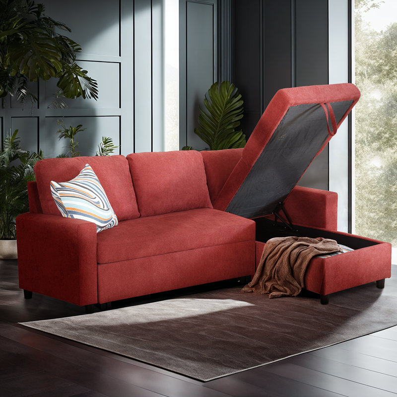 Maitilde Upholstered 83'' Sleeper Sofa, Red Chenille