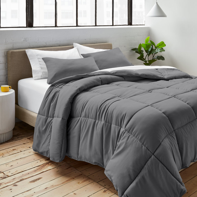 Polyester Solid Colour Bedspread, Grey, Super King