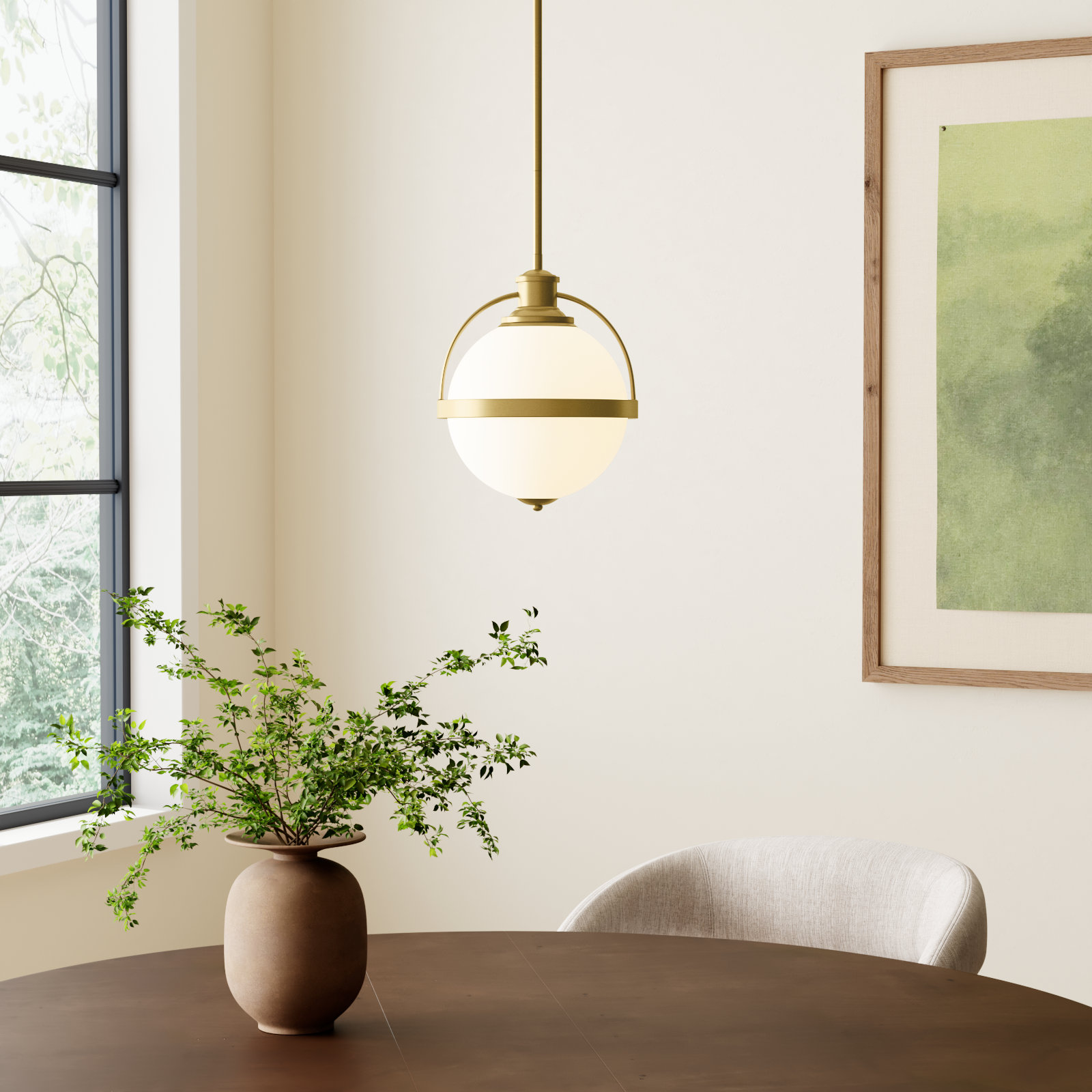 Reeves Dimmable Single Light Pendant, 11.5" H x 8.75" W x 8.75" D, Warm Brass