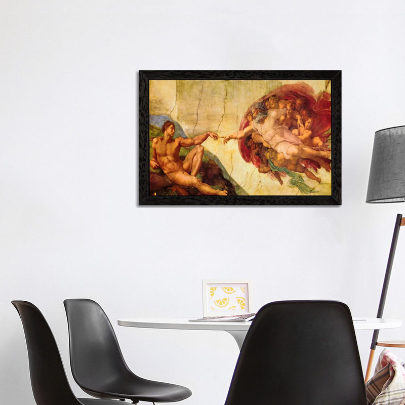 Creation Of Adam by Michelangelo - Wrapped Canvas Print, 66.04 cm H x 45.72 cm W, Black Framed