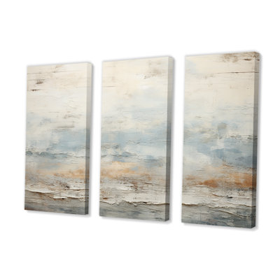 Beige Blue Ocean Storm - Abstract Shapes Wall Art Set