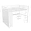 White Queen Size Metal Loft Bed Frame with Built-in Wardrobe, Desk & Storage Shelves for Space-Saving