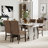 Roundhill Furniture Cavira 5-Piece Modern Faux Marble Dining Set, Double Pedestal Table with 4 Upholstered Chairs-120742289