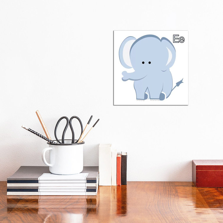 E Is For Elephant by 5by5collective - Wrapped Canvas Print