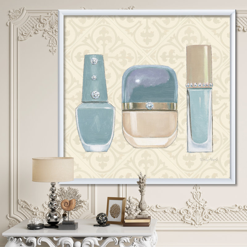 Glam Cosmétiques - Accessoires bleus - Reproduction de photo sur toile, Cadre blanc, H 16 po x l 16 po x P 1 po