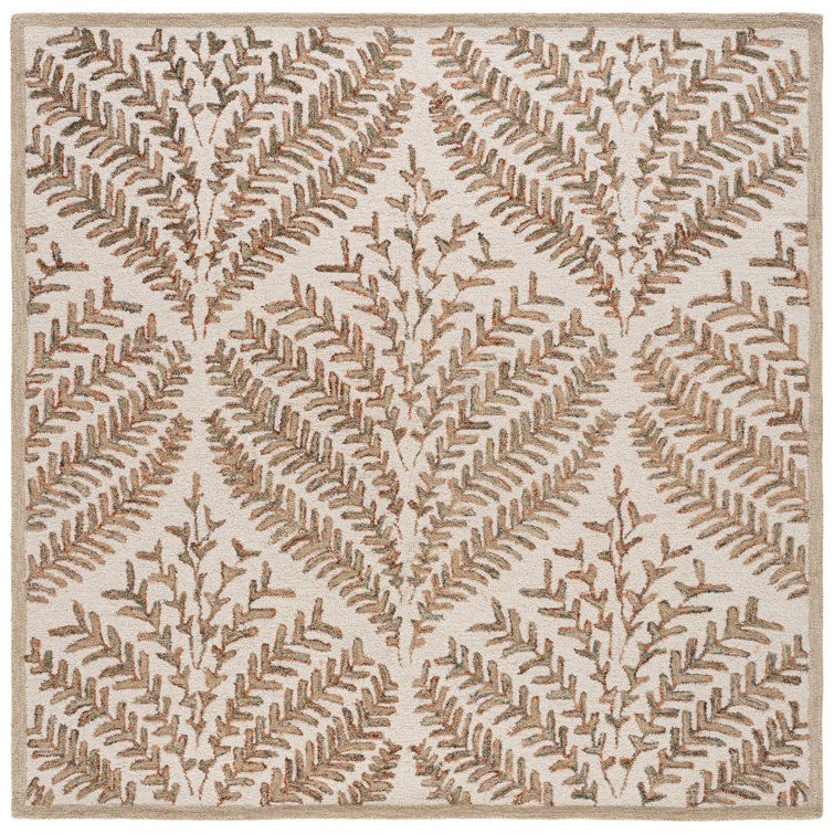 Ikat Handmade Tufted Wool Ivory / Brown Area Rug