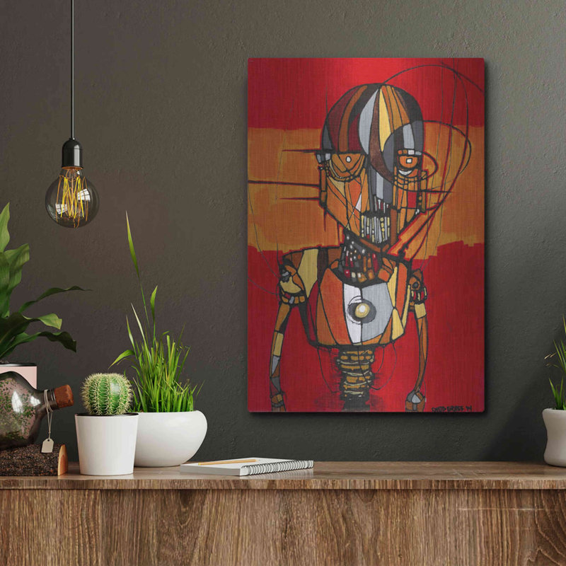 «Se segmented Man Orange» par Craig Snodgrass, art mural en métal, H 16 po x l 12 po