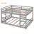 Two Sleeper Full Over Full Bunk Bed for Bedroom Sleepovers, Soft Gray Solid Wood Space-Saving Sleeping Frame