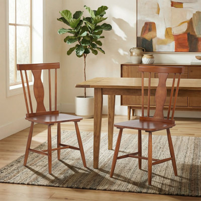 Chaises de salle à manger en bois massif de 17 po de largeur Mid-Century