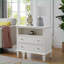 Table de chevet moderne Mid-Century avec 2 tiroirs et station de charge - Pieds en bois massif-555759019