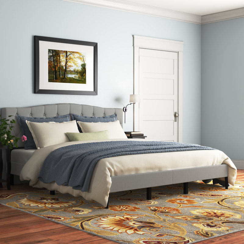 Arnette Upholstered Platform Bed, King, Gray