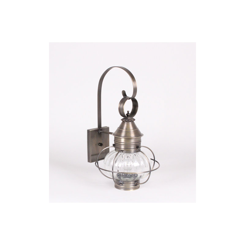 Onion 1-Light Outdoor Wall Lantern, Clear, Antique Brass