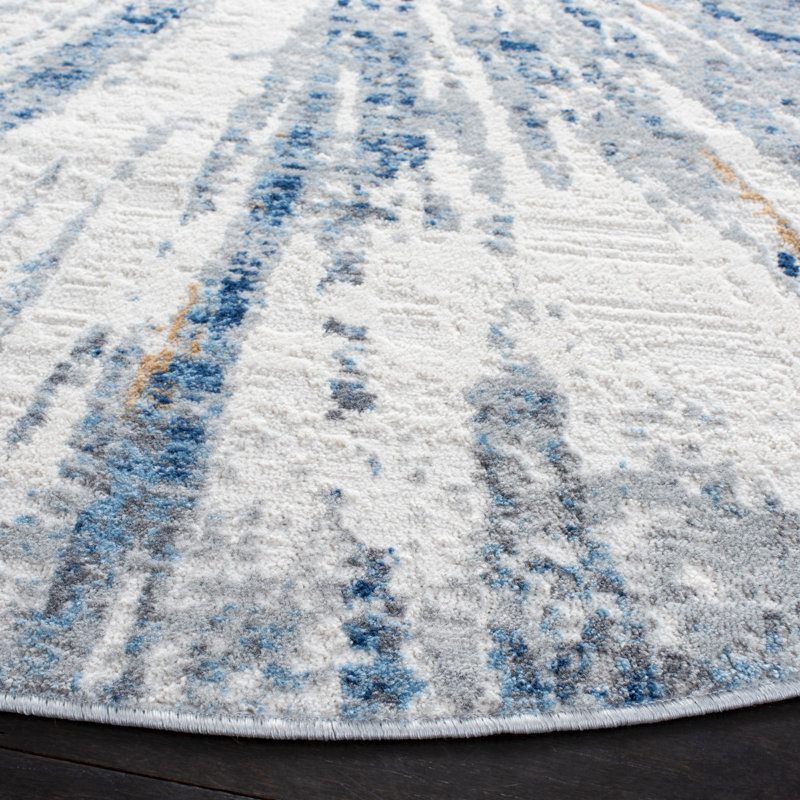 Tapis abstrait en coton Koury, Rond 6 pi 7 po