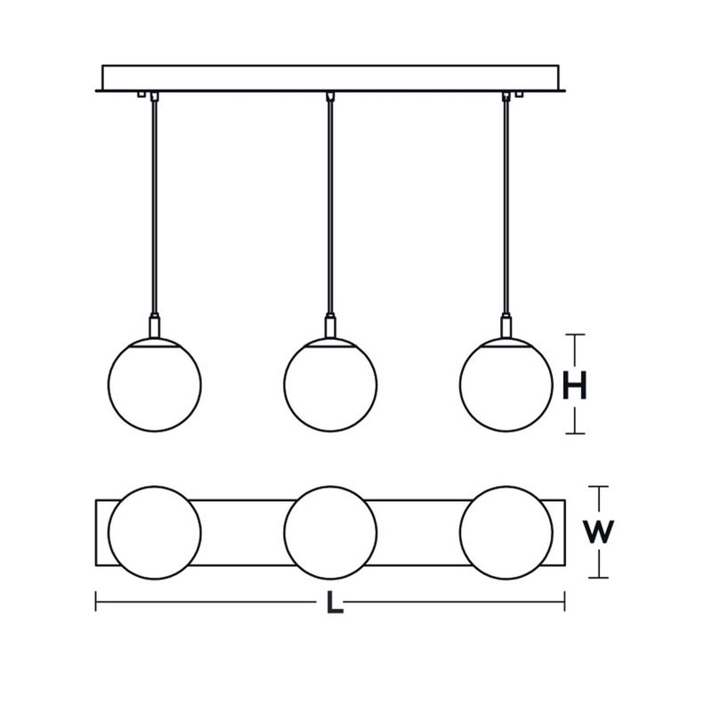 Triple luminaire suspendu Altia, Nickel satiné