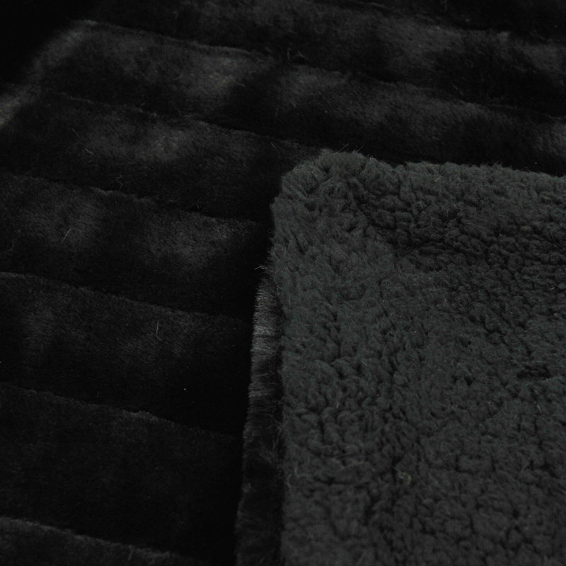 Knitted Throw Blanket, 152.4cm W x 203.2cm L, Jet Black