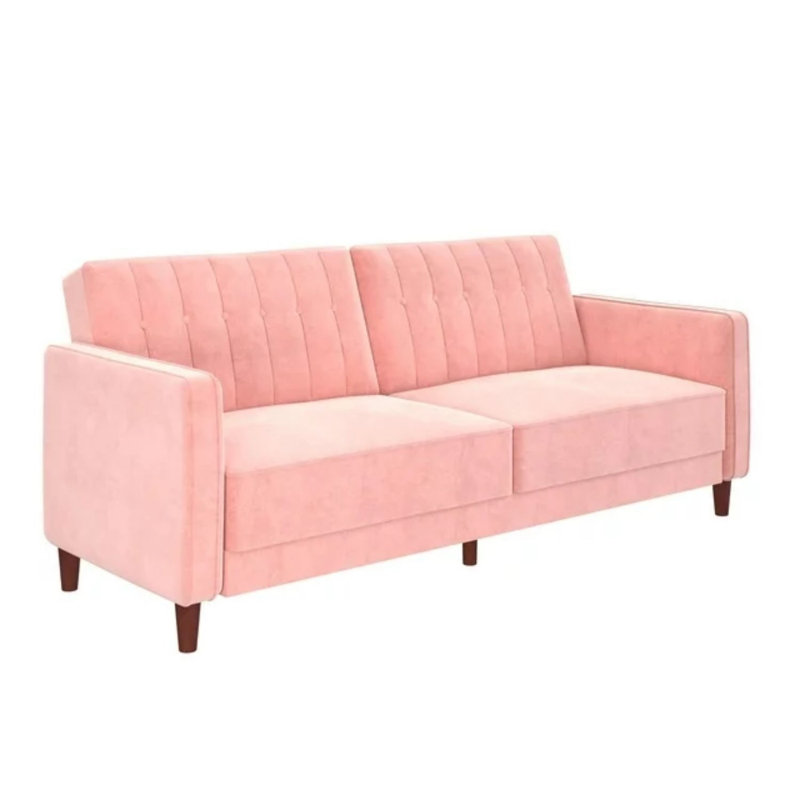Somerby Single 81.5'' Velvet Convertible Sofa, Pink Velvet