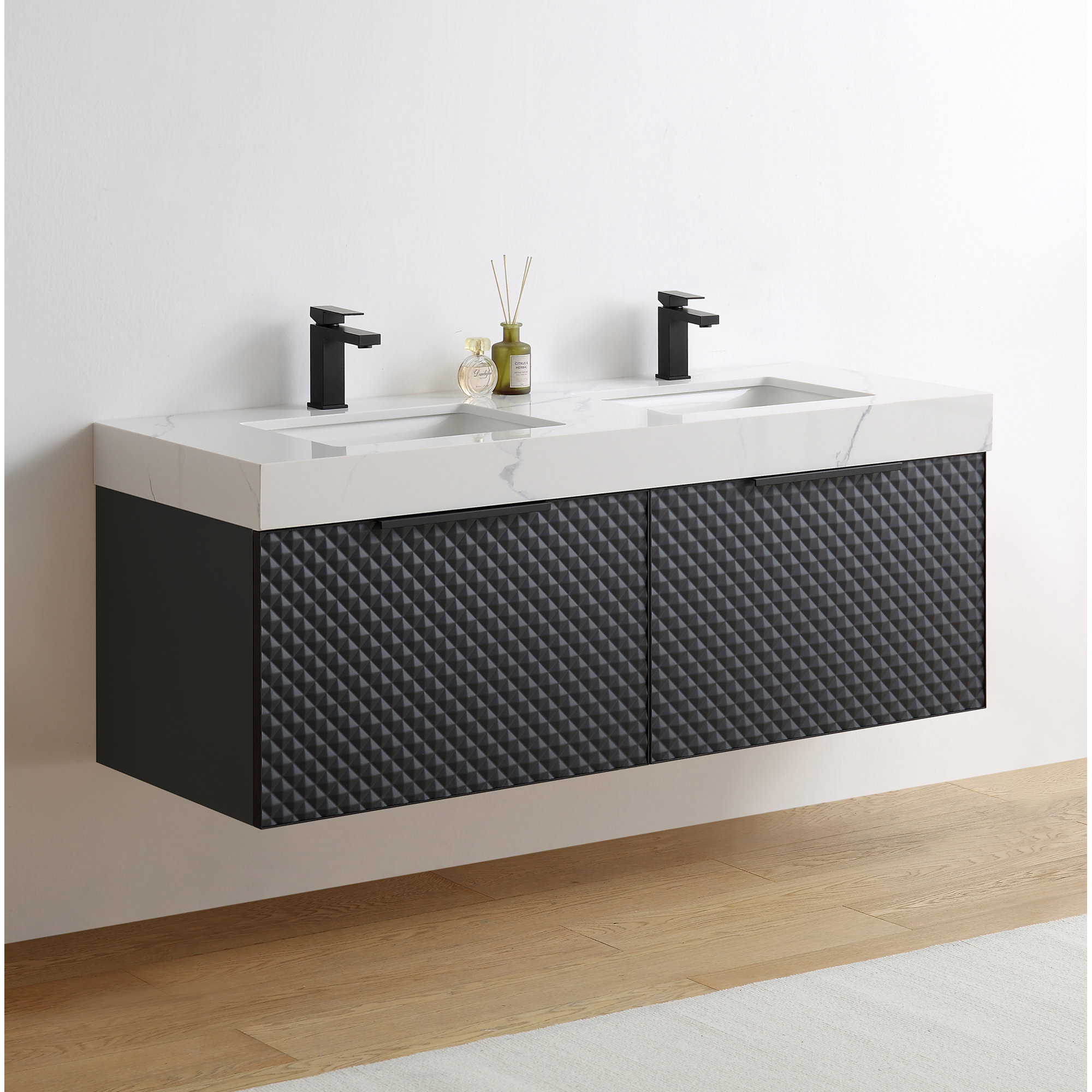 Diedrick 60'' Double Bathroom Vanity, Black