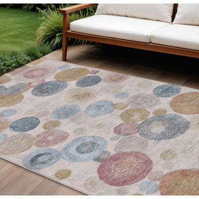 Tapis intérieur / extérieur lavable 9 pi x 12 pi bleu et taupe