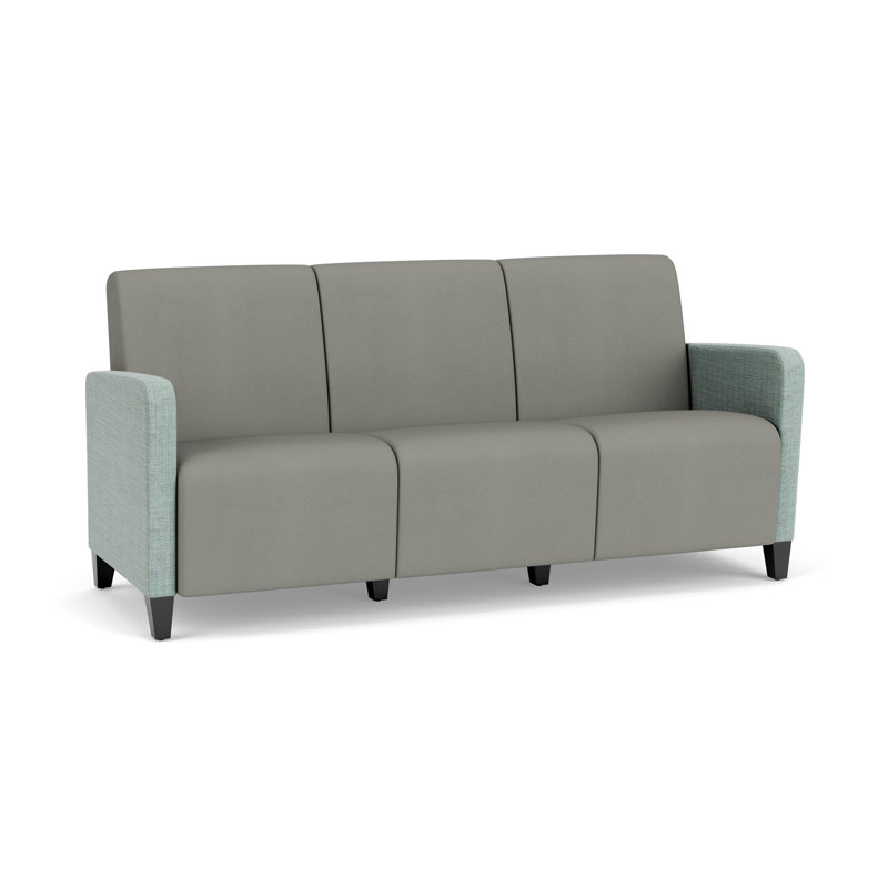 Fauteuil de réception 3 places Ravenna, Bois noir, Chambray écume de mer / Patriot Plus colombe