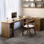 Bureau en L en bois massif avec bibliothèque-333234990-333234986