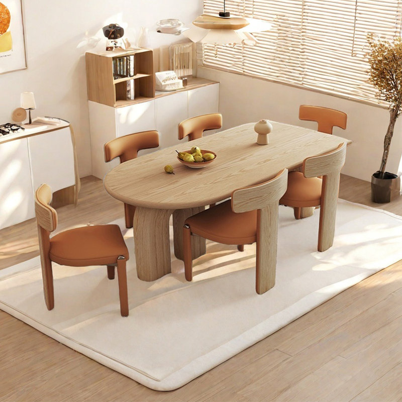 Modern solid wood dining table set, 29.53"H x 62.99"L x 31.5"W