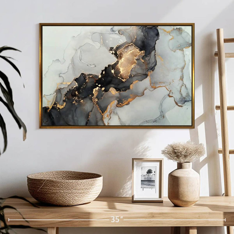 Luxury Abstract, 25" X 17", Floating Frame Gold
