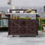 Chariot-grill pour îlot de cuisine avec tablette surélevée, armoire de rangement et plateau en acier inoxydable-120348046