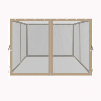 10x10 Ft Gazebo Replacement Mosquito Netting with Zippers, 4-Side Mesh Walls for Patio Gazebos
