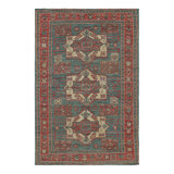 Rug & Kilim’S Kazak Style Rug In Blue With Geometric Medallions