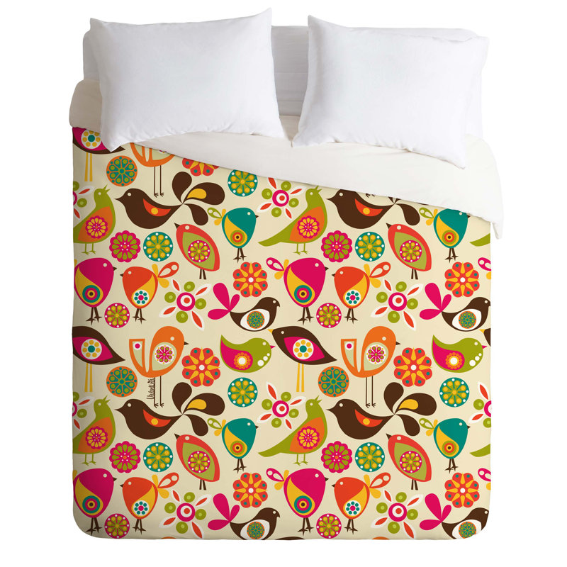 Ensemble de housse de couette Little Birds, Housse de couette simple + 1 taie décorative stan, Léger