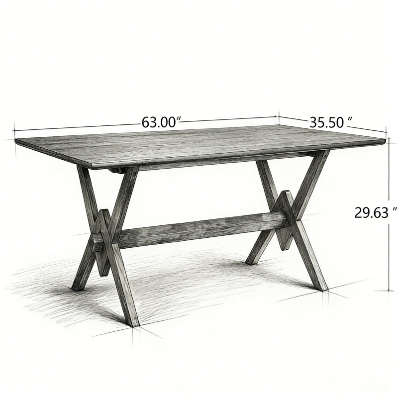 63" Double V Dining Table, Walnut