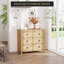Rattan 3 Dresser for Bedroom, 29" Tall Dresser, Boho Tall Drawer Dresser with Storage, Wooden Closet Dressers Chest of Drawers Freestanding for Bedroom, Nursery, Living Room