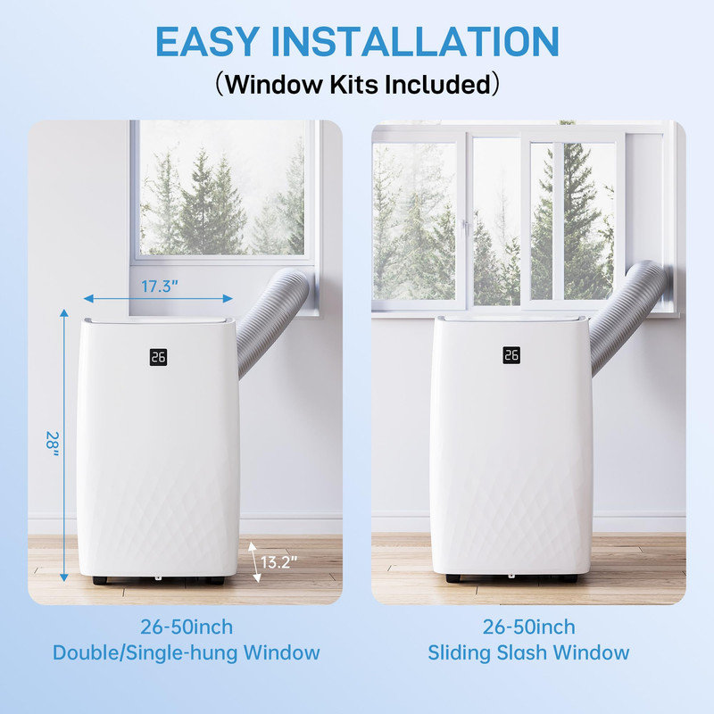 Ensemble de 2 climatiseurs portatifs 14 000 BTU, unité de climatisation 4 en 1 avec déshumidificateur et télécommande pour les pièces jusqu'à 750 pieds carrés Pi.