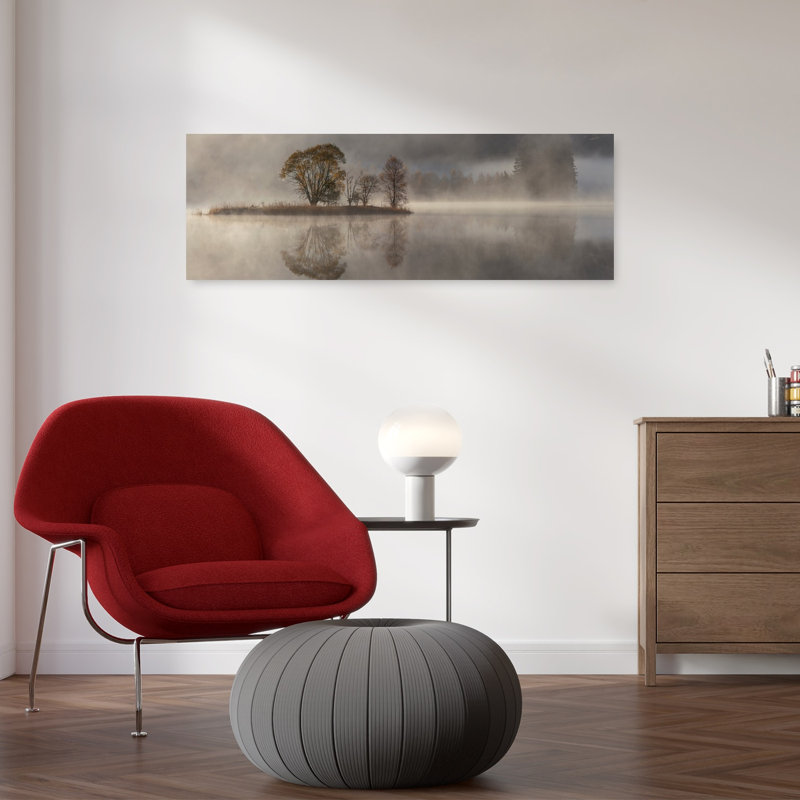 Misty Lake Island by Rune Askeland - Wrapped Canvas Panoramic Print, 91.44 cm H x 30.48 cm W