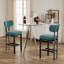 Modern Tempered Glass Round Bar Table Set With Upholstered Fabric Counter Height Barstools-1093601135-1093601129-1093601130