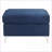 Ottoman for Living Room, Navy Blue Rectangular with Faux Fur Pillows | Brushed Silver Metal Legs-1338921162