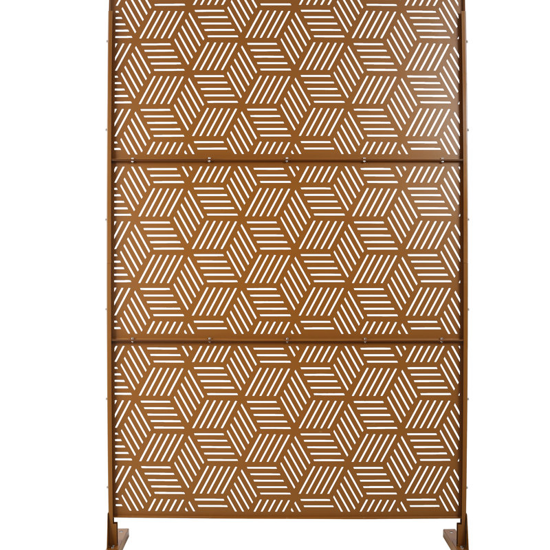 Écran d'intimité autoportant 76 po H48 po - Métal pour le jardin. Design élégant., Brun