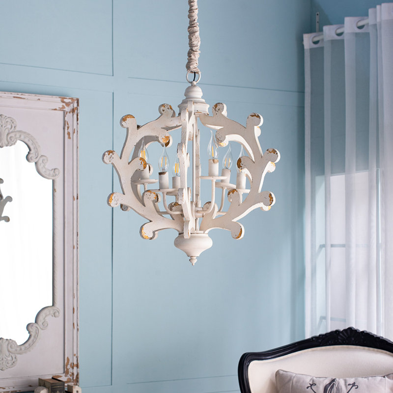 Lustre géométrique en bois 6 lumières Tamica