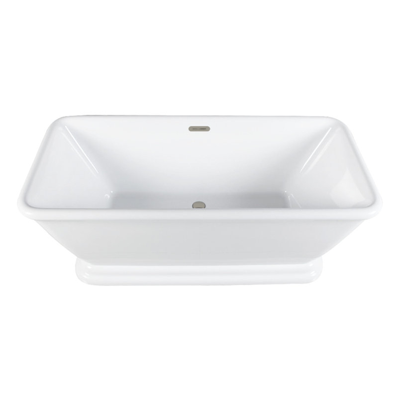 Kingston Brass Aqua Eden 66-Inch Acrylic Oval Rectangular Double Ended Pedestal Tub with Drain (No Faucet Drillings)