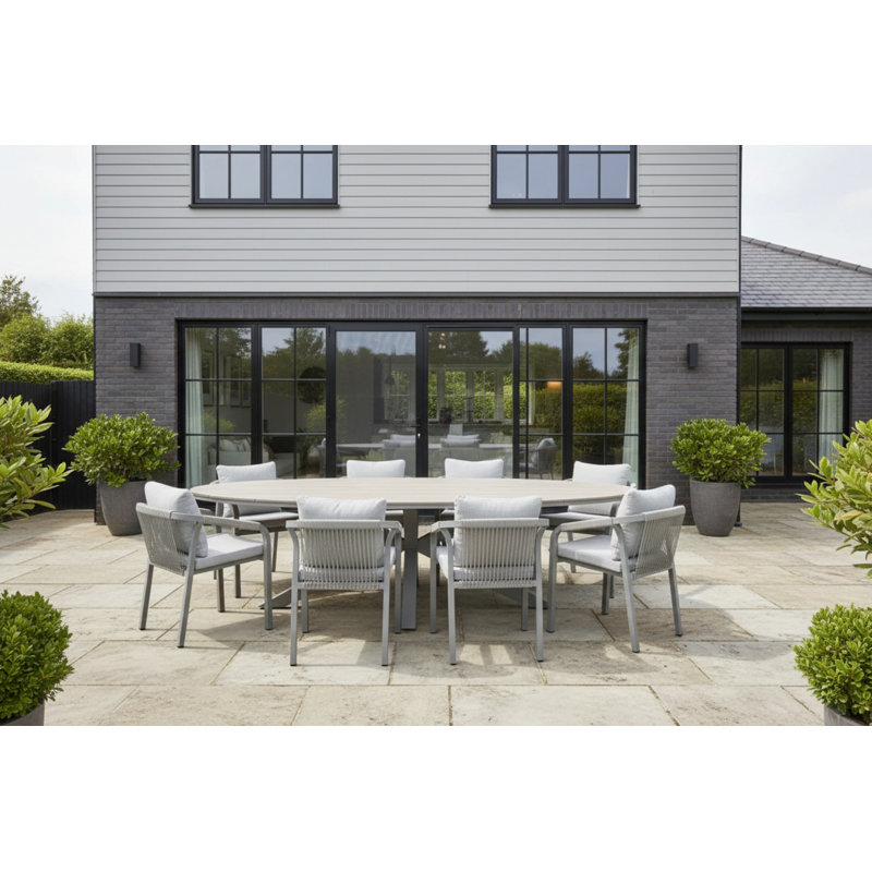 Parkesburg Oval 9 Piece 8 Person 280cm L Outdoor Table Set with Wardsville Dining Chairs