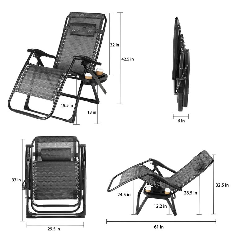 Mudssir Reclining Zero Gravity Chair with Cushion Arlmont & Co. Color: Black