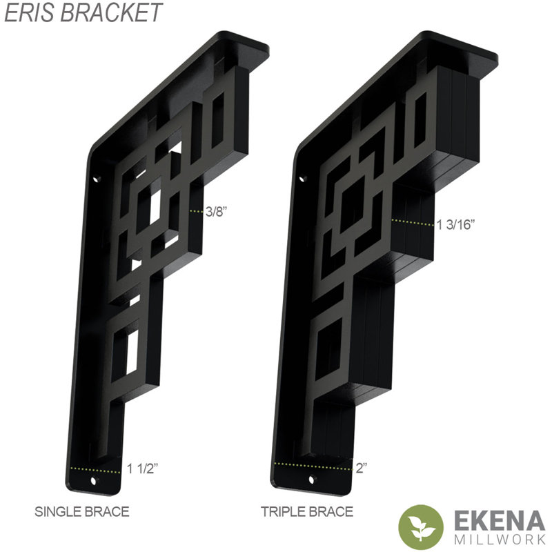 1 1/2"W x 5 1/2"D x 8"H Eris Wrought Iron Bracket, (Single center brace) (2-Pack), 1.5" x 8"
