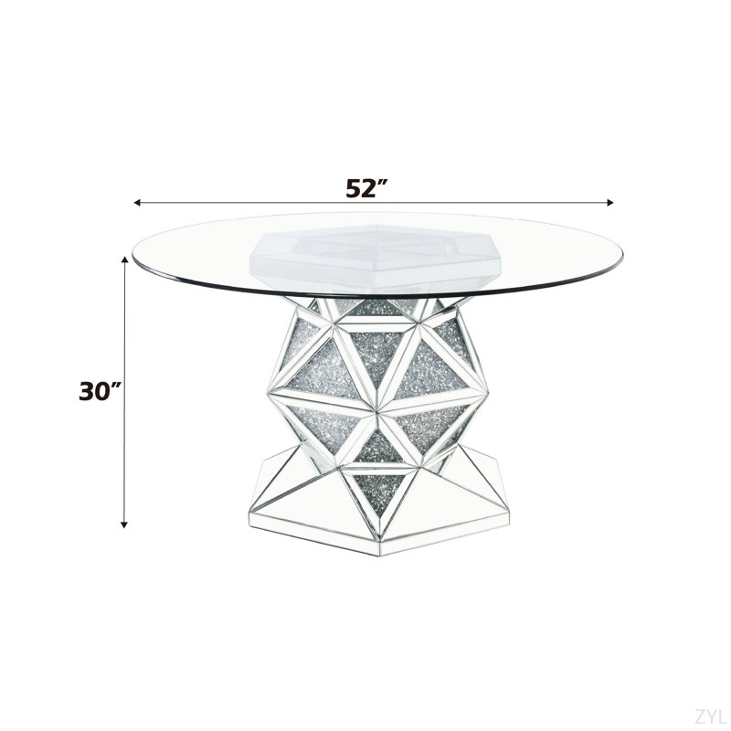 Table de salle à manger avec miroirs et faux diamants
